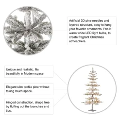 Glitzhome 6Ft Deluxe Pre-Lit Flocked Pine Artificial Christmas Tree