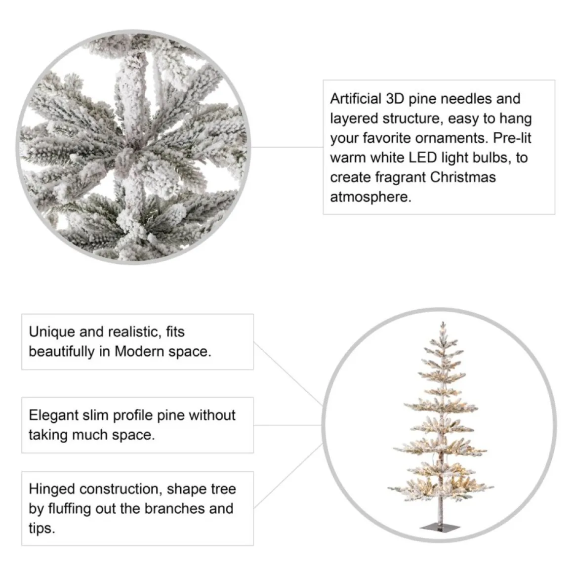 Glitzhome 6Ft Deluxe Pre-Lit Flocked Pine Artificial Christmas Tree