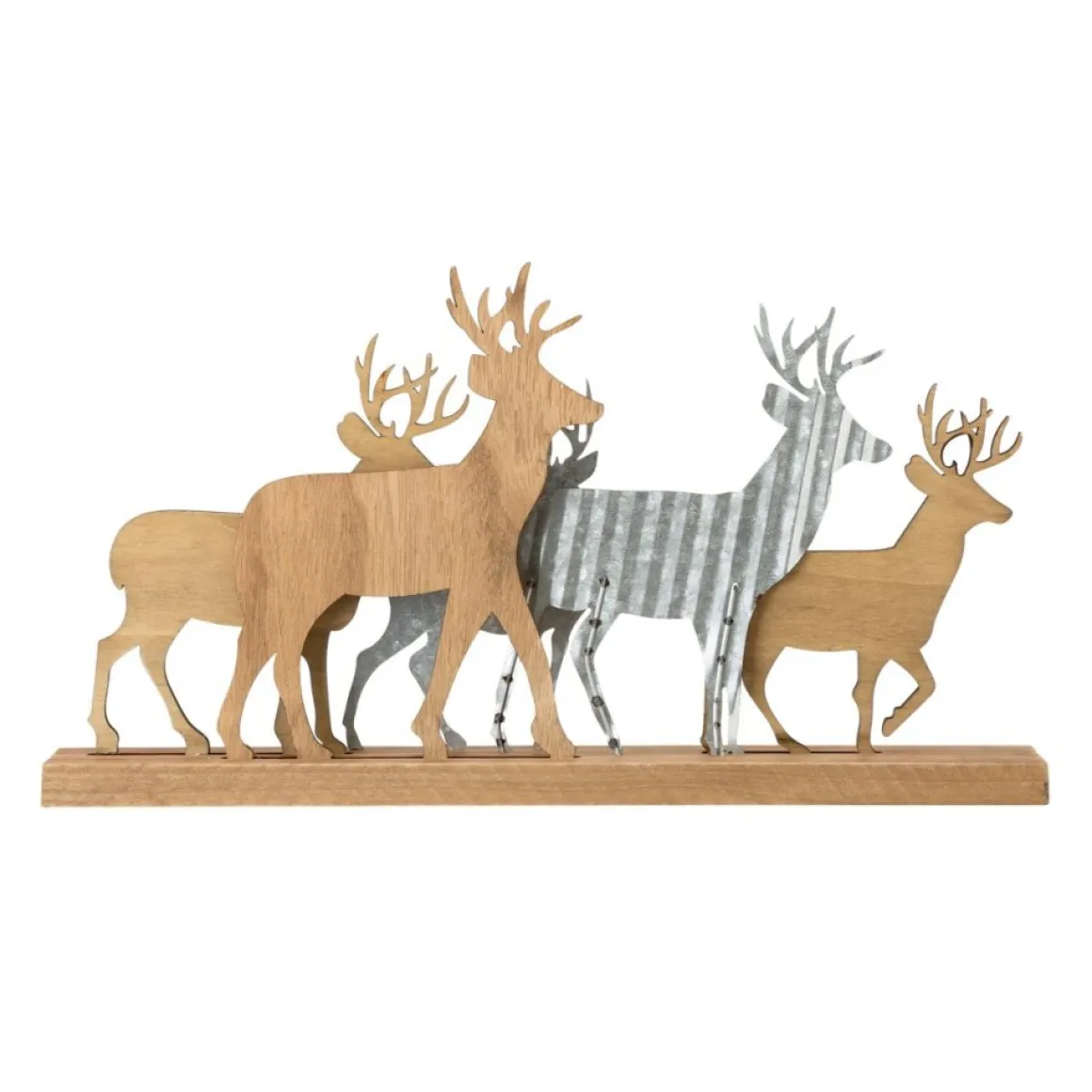 Glitzhome Galvanized Metal And Wooden Reindeer Table Decor