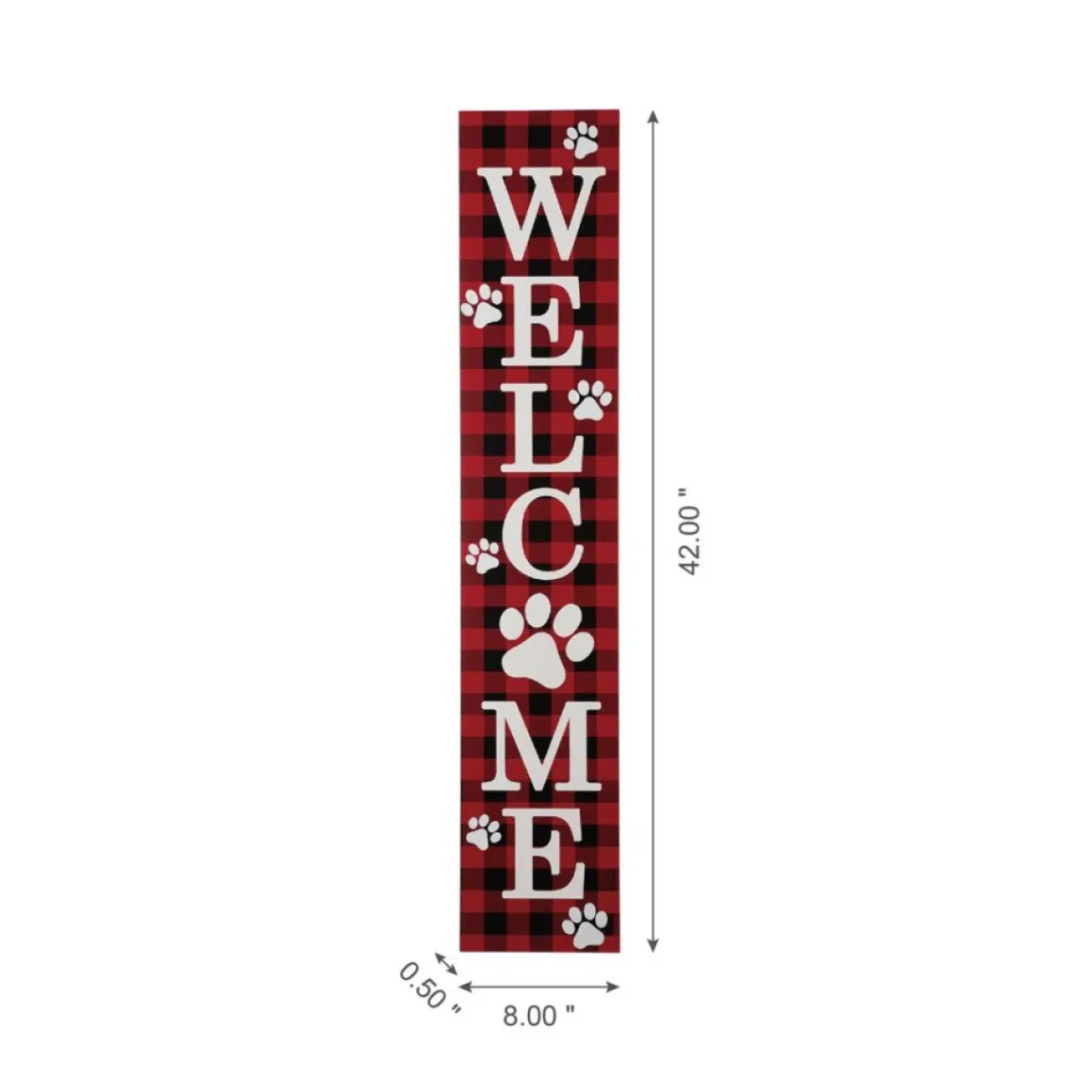 Glitzhome 42"H Wooden Plaid Pet Welcome Porch Sign