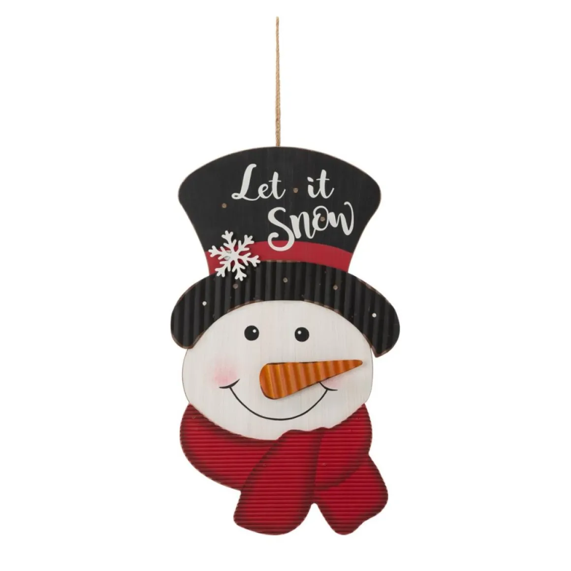 Glitzhome 19In H Lighted 3D Wooden Metal Snowman Wall Decor