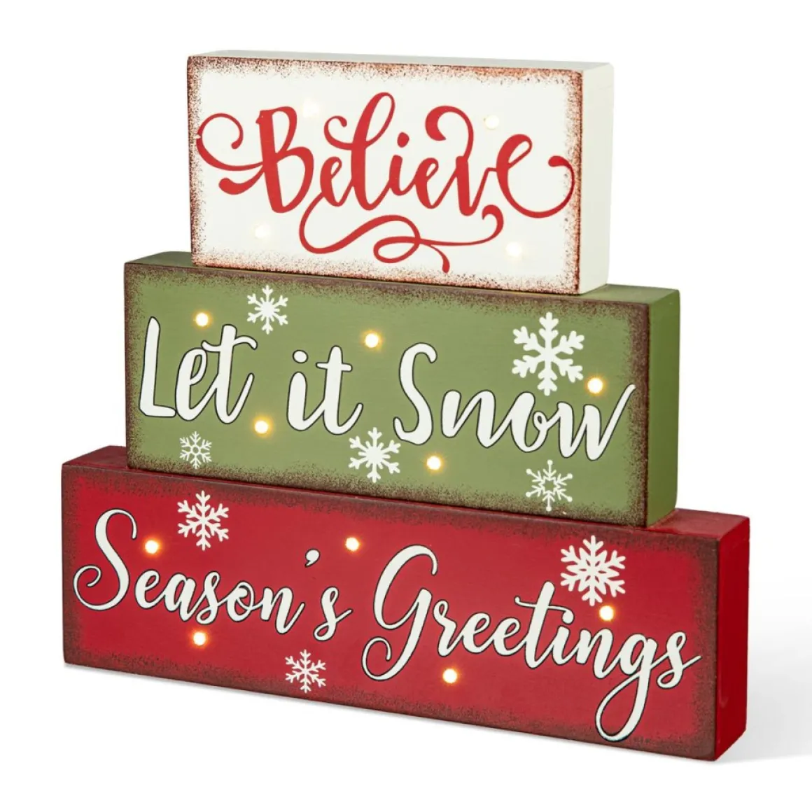 Glitzhome 12In L Led Lighted Wooden And Metal Block Word Sign