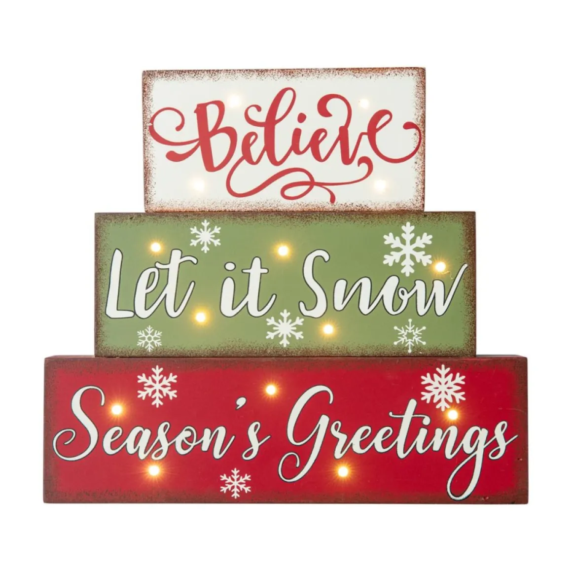 Glitzhome 12In L Led Lighted Wooden And Metal Block Word Sign