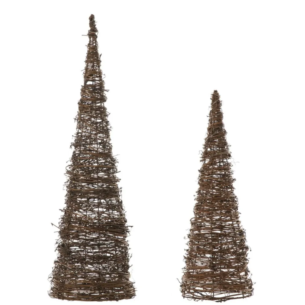 Glitzhome Set Of 2 Lighted Rattan Christmas Table Tree Decor