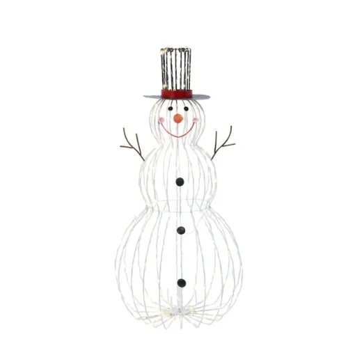 33-Inch Electric Metal Snowman Outdoor Decor With Remote Feature
