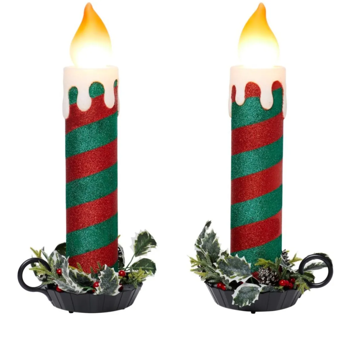 Mr. Christmas Blow Mold Glitter Candles - Set Of 2