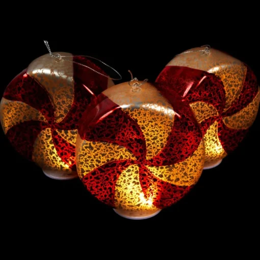 Mr. Christmas 3-Pack Mercury Glass Peppermint Ornaments With Timer