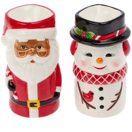 Mr. Christmas Set Of 2 Ceramic Figure Candles