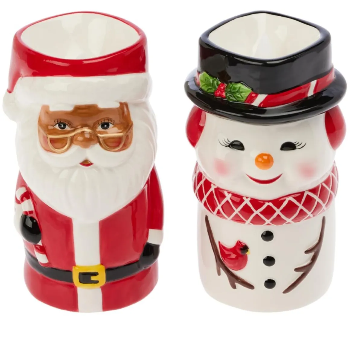 Mr. Christmas Set Of 2 Ceramic Figure Candles