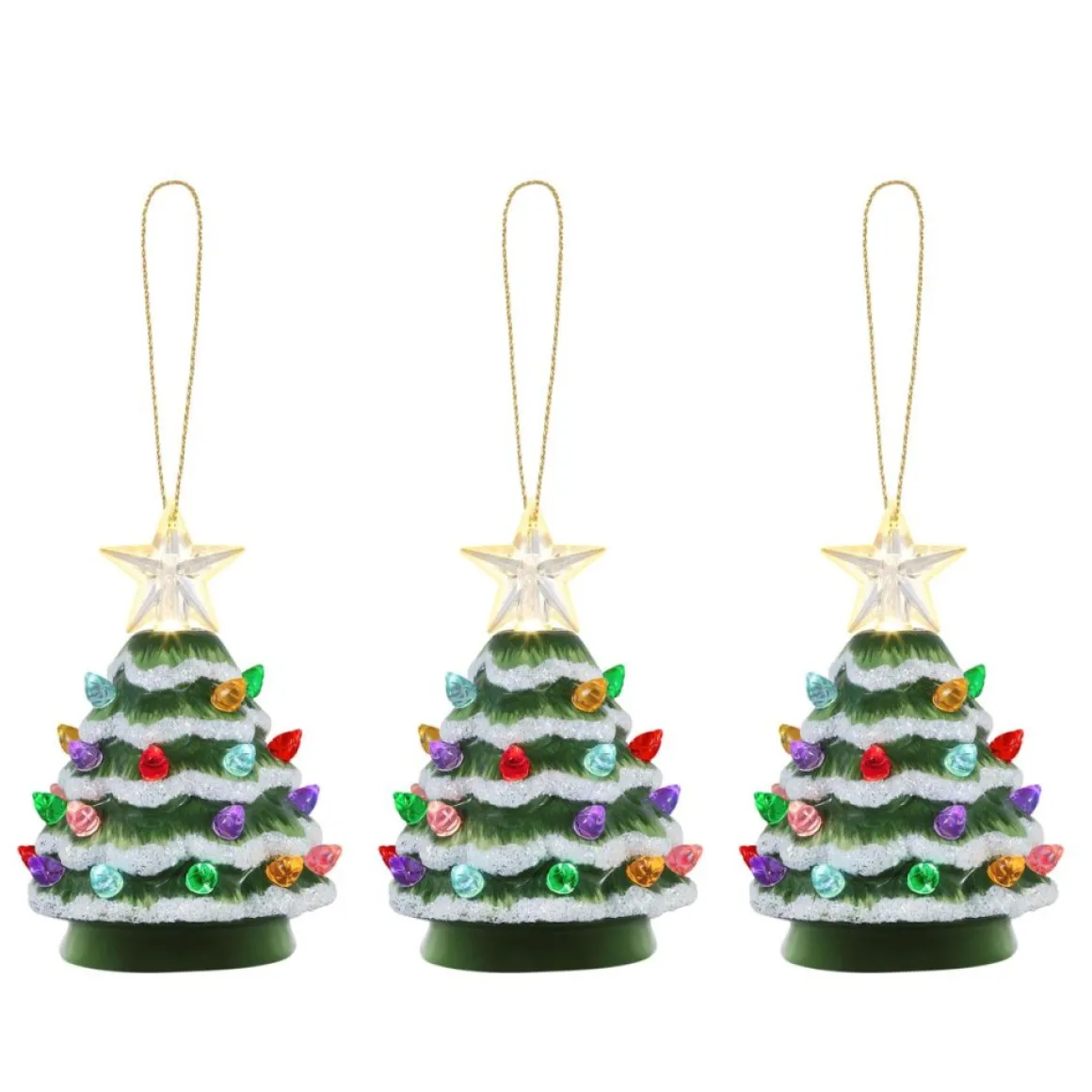 Mr. Christmas Set Of 3 Mini Snow-Tipped Nostalgic Trees With Timer