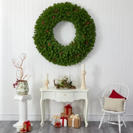 Nearly Natural 5 Ft. Giant Christmas Wreath With 280 Warm White Lights
