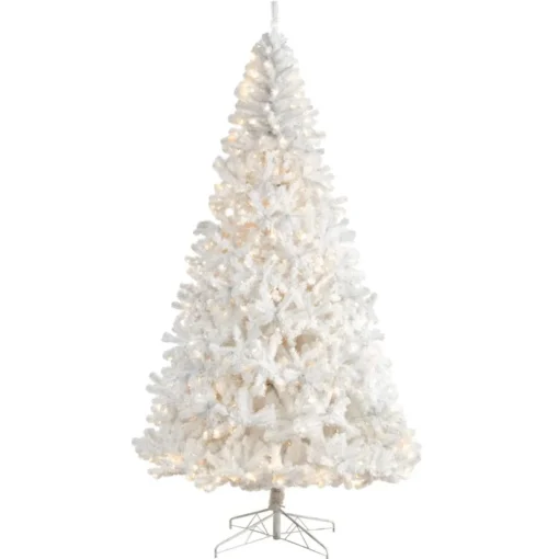 Nearly Natural 9 Ft. White Christmas Tree With 650 Led Lights