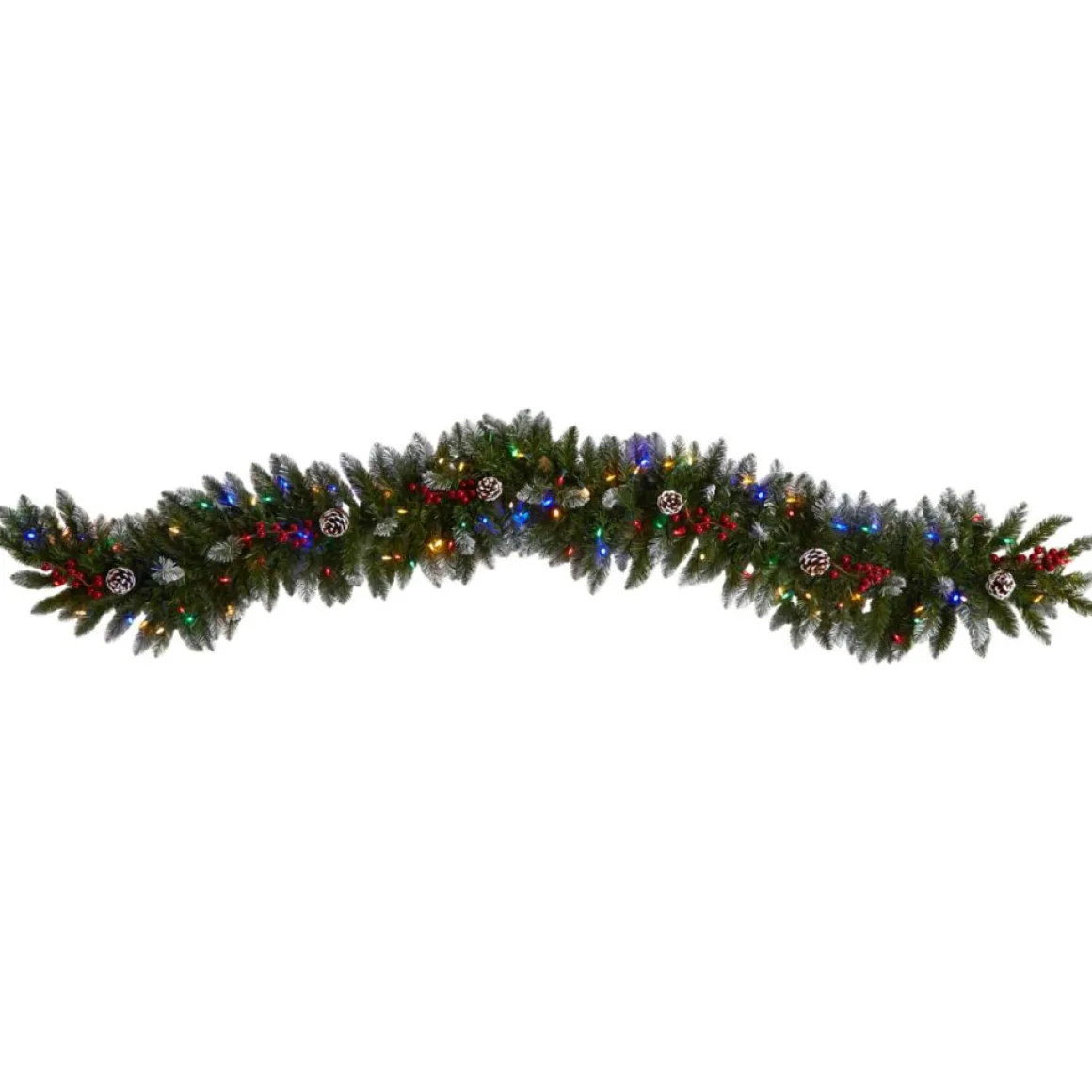Nearly Natural 6' Snow Tipped Extra Wide Christmas Garland W/ 100 Lights