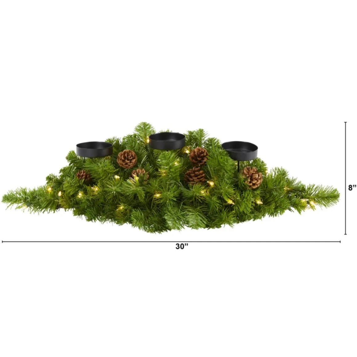 Nearly Natural 30-In. Christmas Pine Triple Candelabrum With Lights