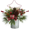 17" Pinecone And Berries Christmas With Decorative Metal Vase