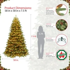 Puleo 7.5' Franklin Fir Artificial Christmas Tree W/750 Clear Lights
