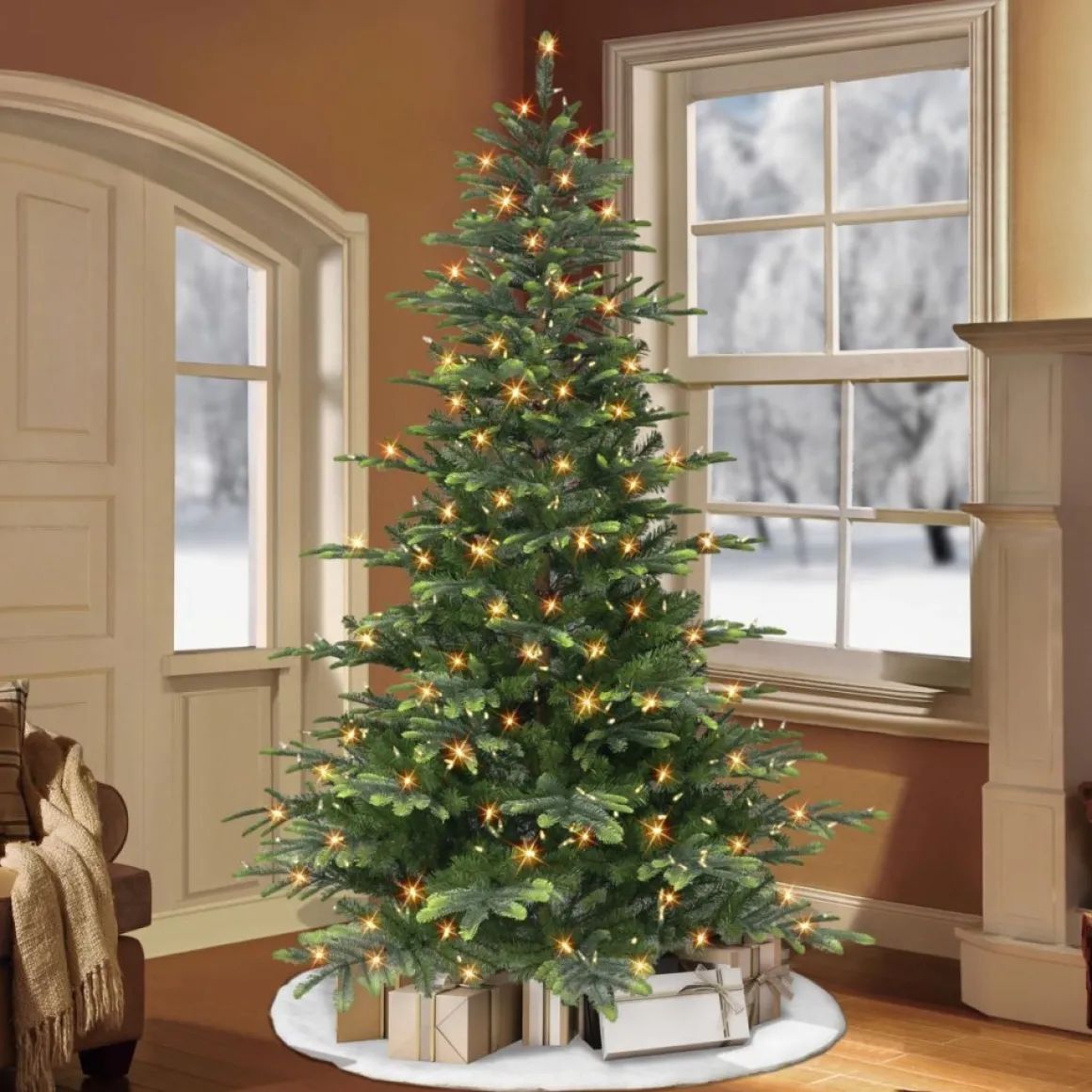 Puleo International 7.5' Color Select Pre-Lit Aspen Green Fir Tree