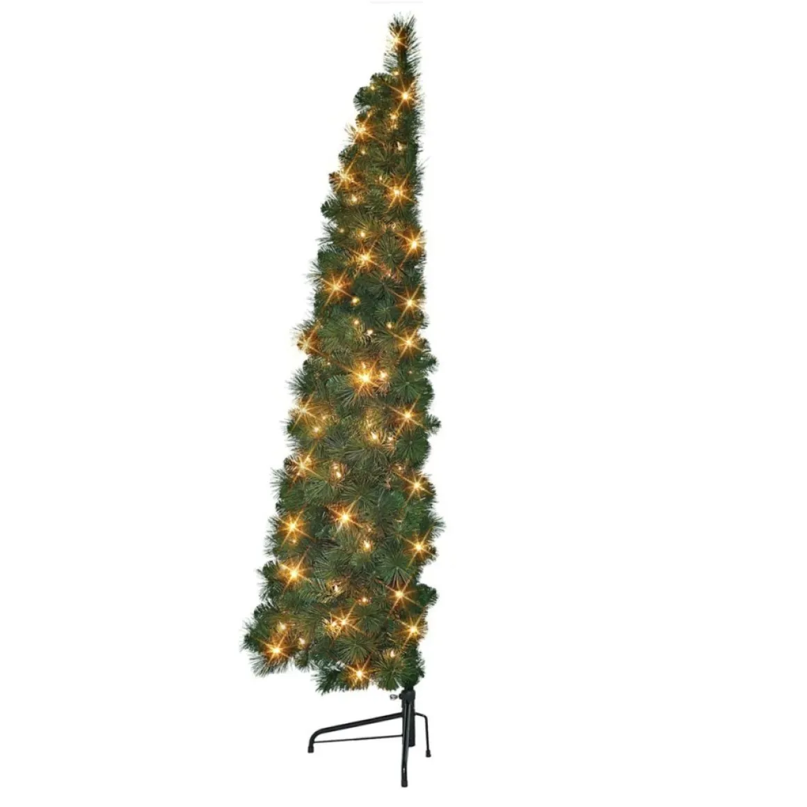 Puleo International 6.5 Ft. Pre-Lit Wall Half Tree, Clear Lights