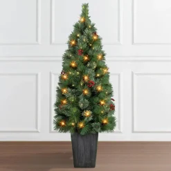 Puleo International 4' Potted Cascade Pine Tree With Plastic Pot