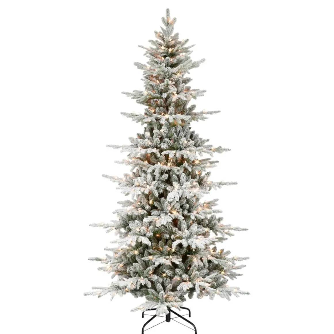 Puleo International 7.5' Pre-Lit Slim Flocked Utah Fir Tree