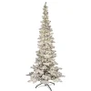 Puleo International 7.5' Pre-Lit Flocked Slim Pine Artificial Tree