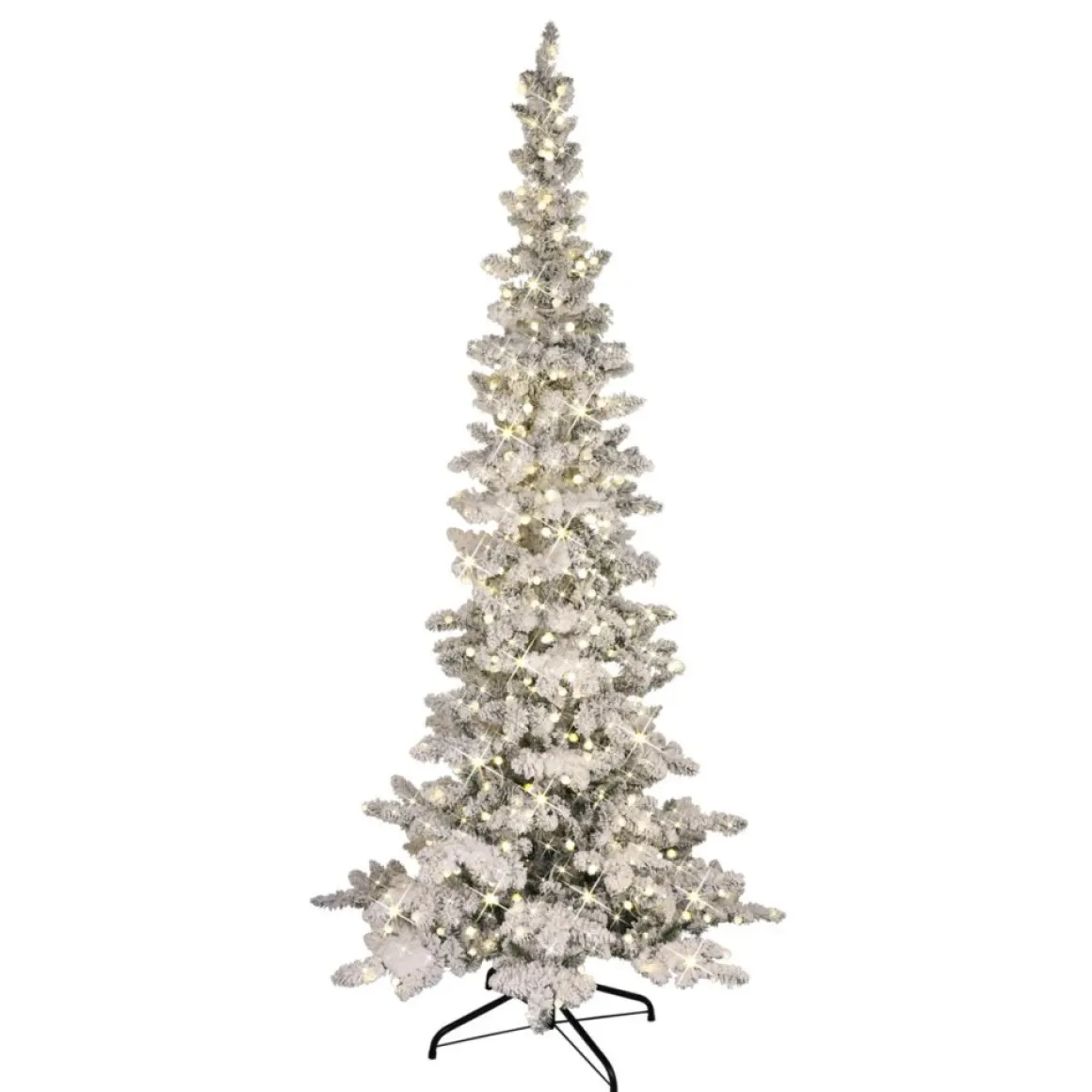 Puleo International 7.5' Pre-Lit Flocked Slim Pine Artificial Tree