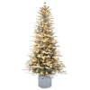 Puleo International 6' Pre-Lit Potted Flocked Arctic Fir Tree
