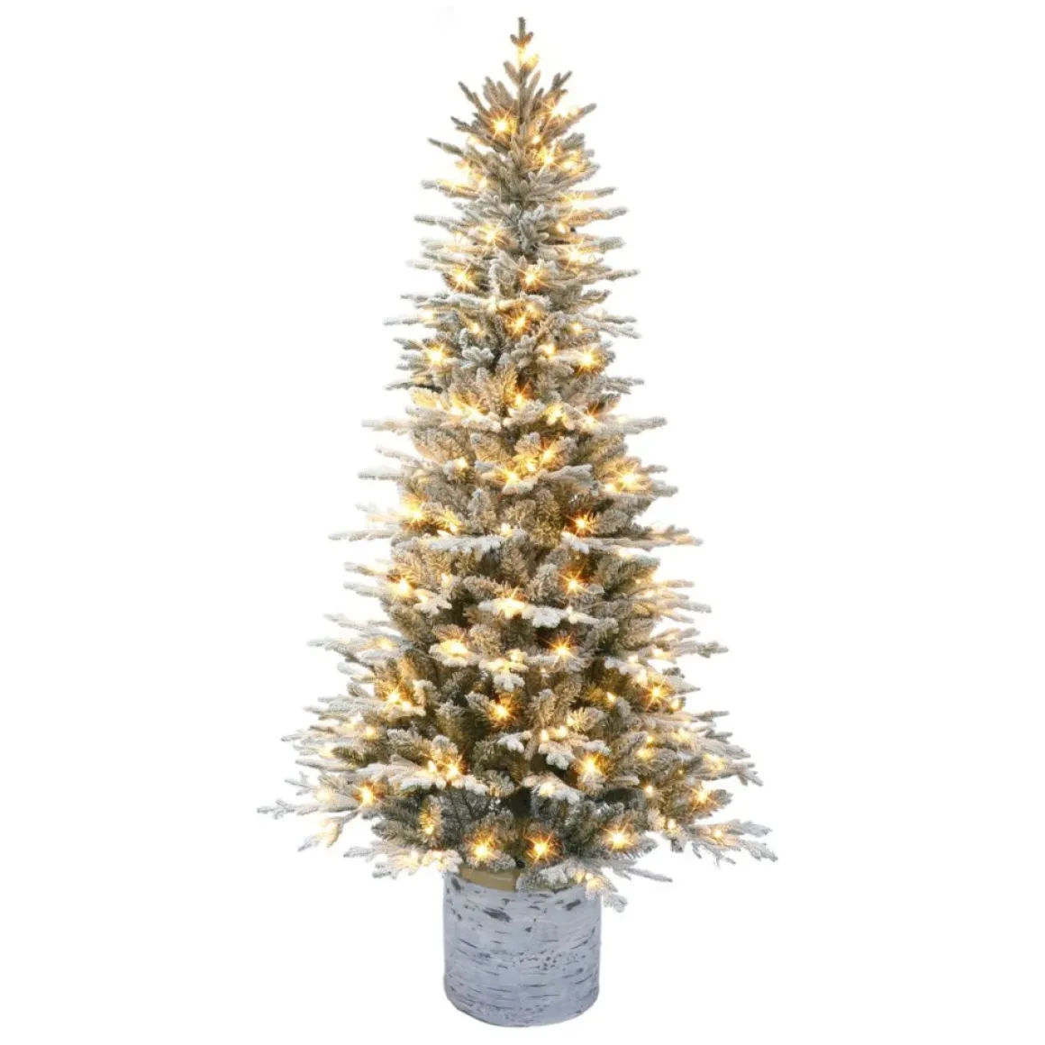 Puleo International 6' Pre-Lit Potted Flocked Arctic Fir Tree