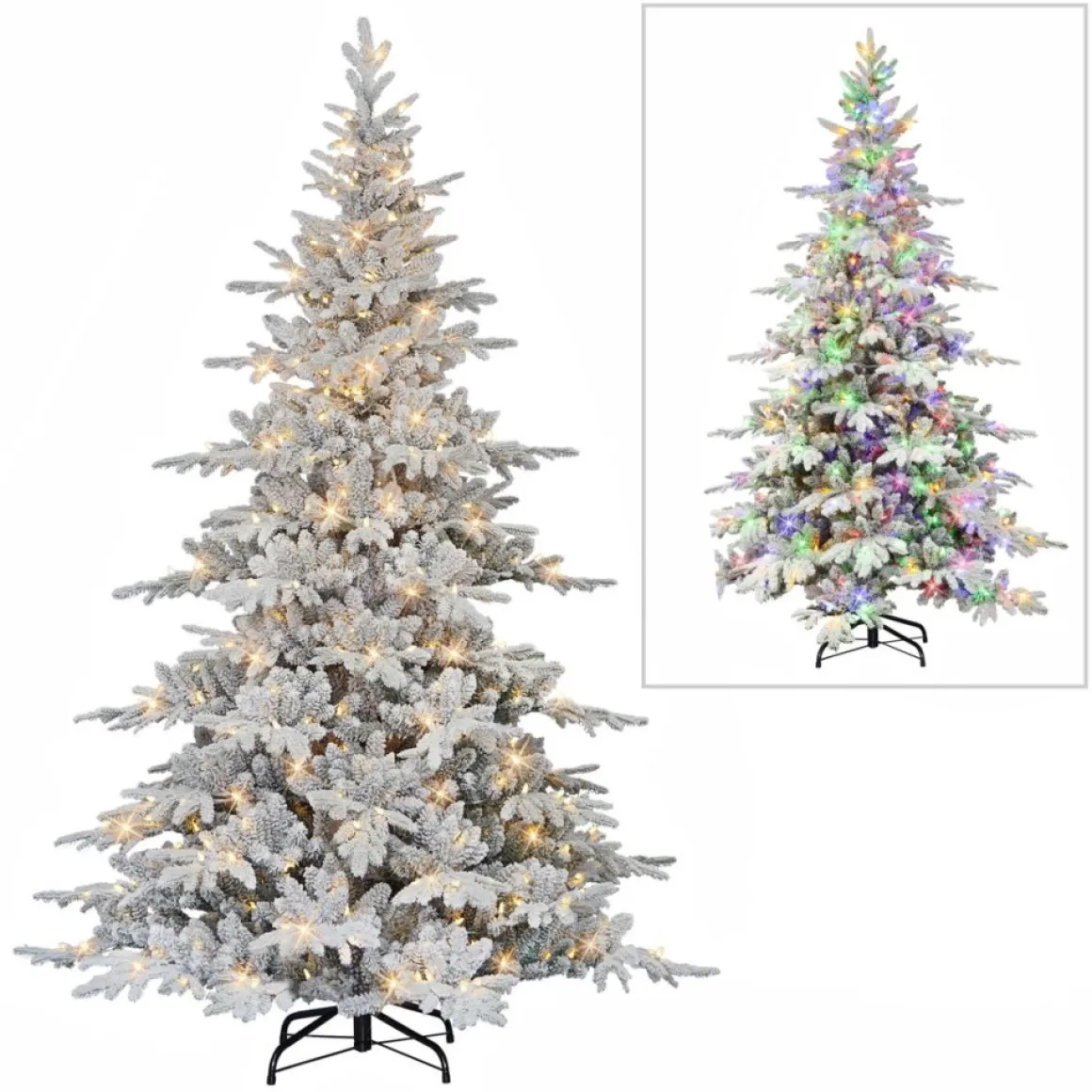 Puleo International 7' Pre-Lit Flocked Utah Fir Tree, 500 Led Lights