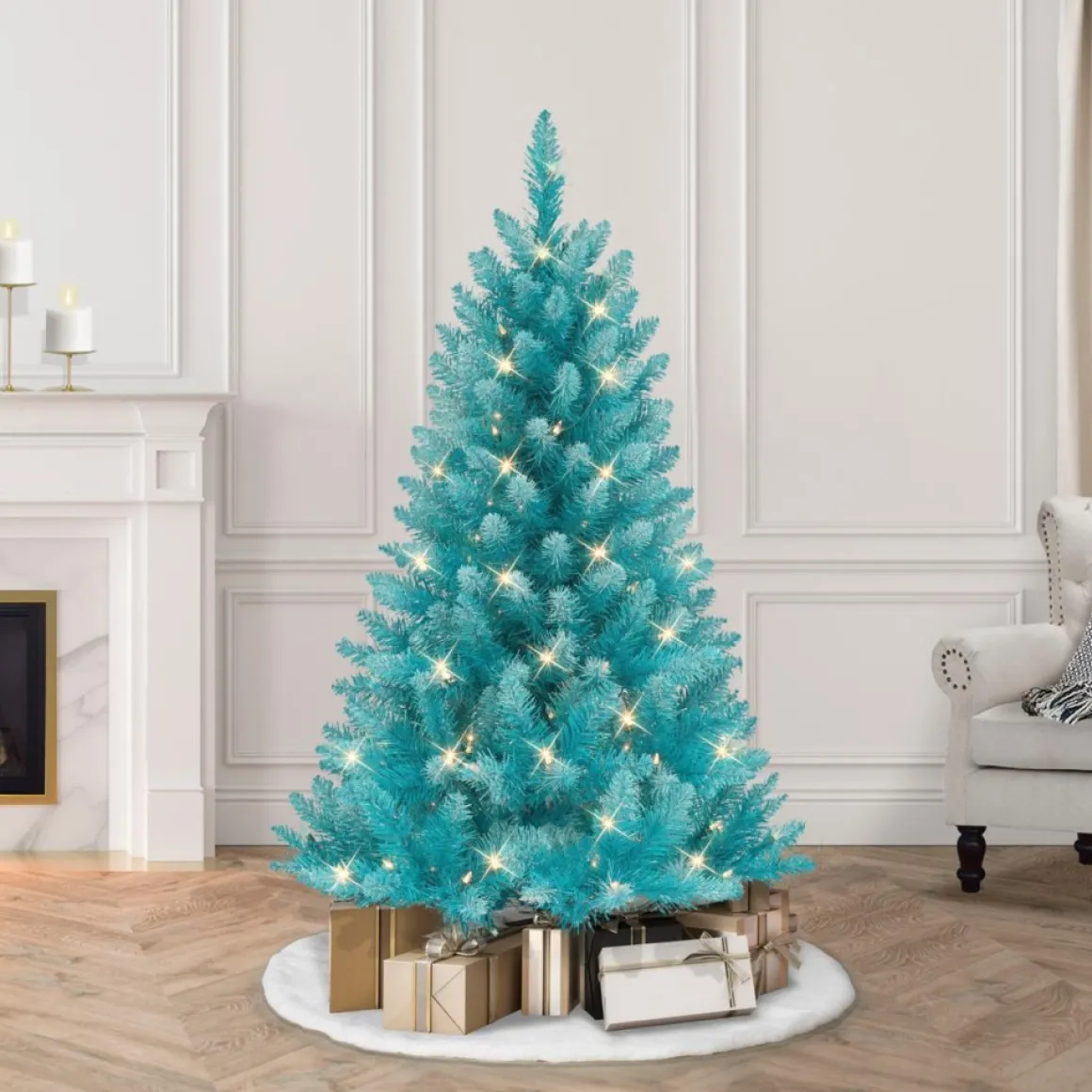 Puleo International 4' Pre-Lit Fashion Teal Christmas Tree