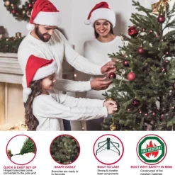 Puleo International 9' Pre-Lit Slim Balsam Fir Christmas Tree