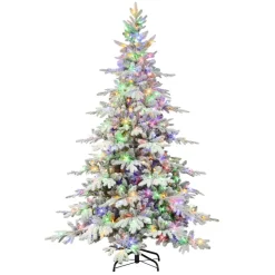 Puleo International 7' Pre-Lit Flocked Utah Fir Tree, 500 Led Lights