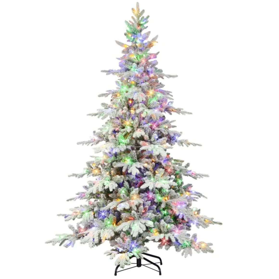Puleo International 7' Pre-Lit Flocked Utah Fir Tree, 500 Led Lights