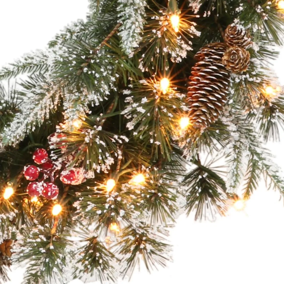 Puleo Intl. Pre-Lit 24" Decorated Christmas Wreath W/ 50 Lights, Green