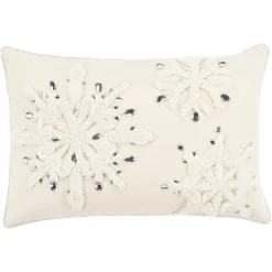 Rizzy Home Christmas Snowflakes With Mirrored Accents 14"X20" Pillow