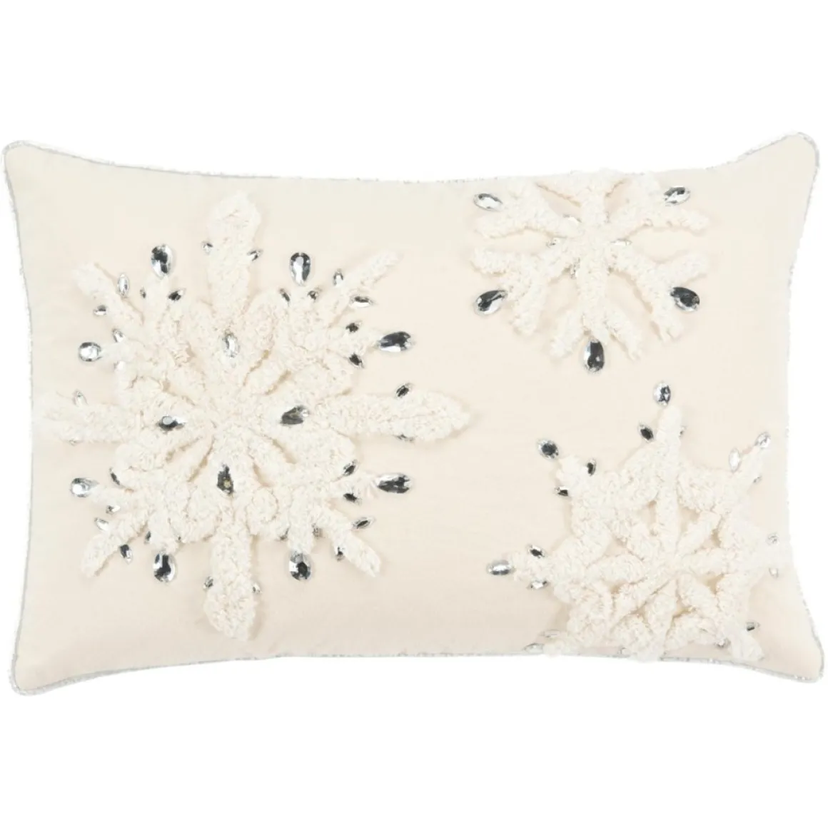 Rizzy Home Christmas Snowflakes With Mirrored Accents 14"X20" Pillow