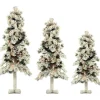 Set Of 3 Snowy Alpine Trees With Clear Lights (2-Ft. 3-Ft. 4-Ft.)