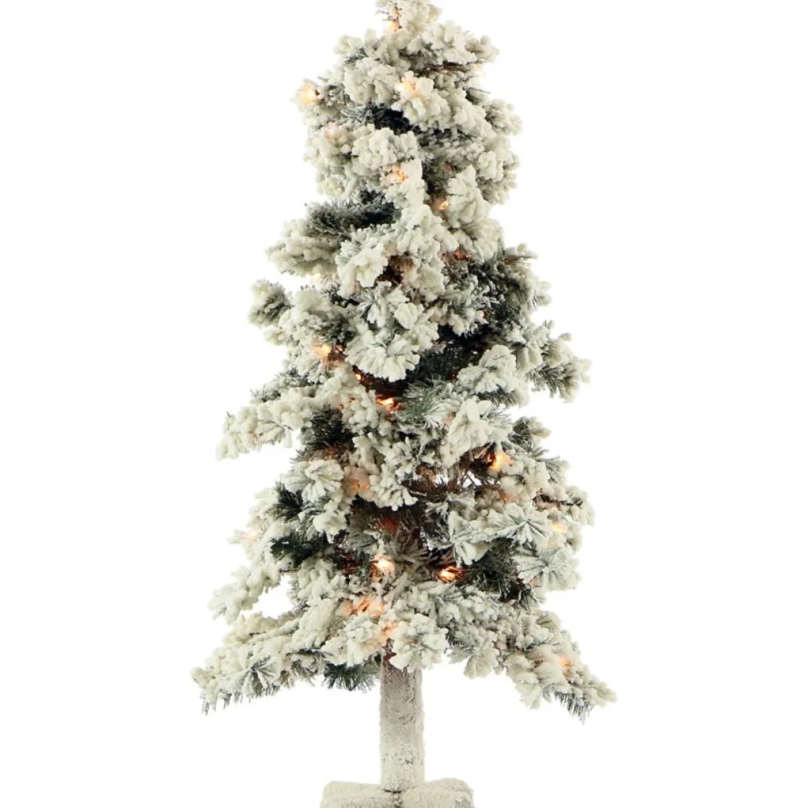 Set Of 3 Snowy Alpine Trees With Clear Lights (2-Ft. 3-Ft. 4-Ft.)