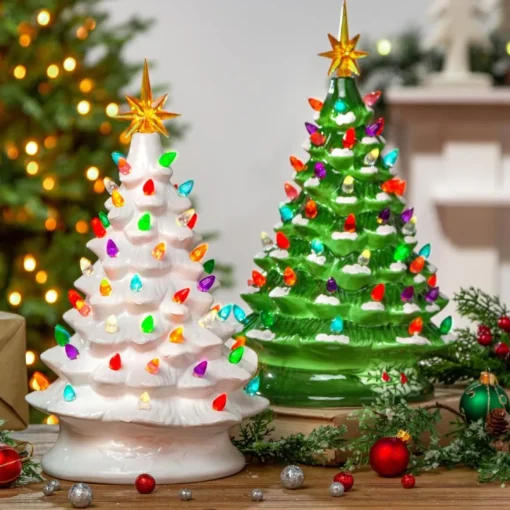 The Gerson Company 13.98" Green Battery-Operated Musical Dolomite Tree