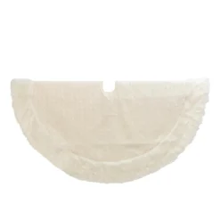 The Gerson Company 48"D White Cable Knit Fur Trim Tree Skirt