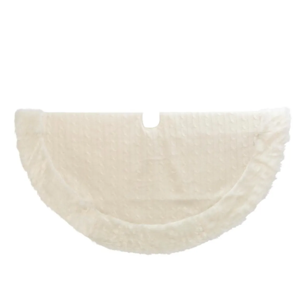 The Gerson Company 48"D White Cable Knit Fur Trim Tree Skirt