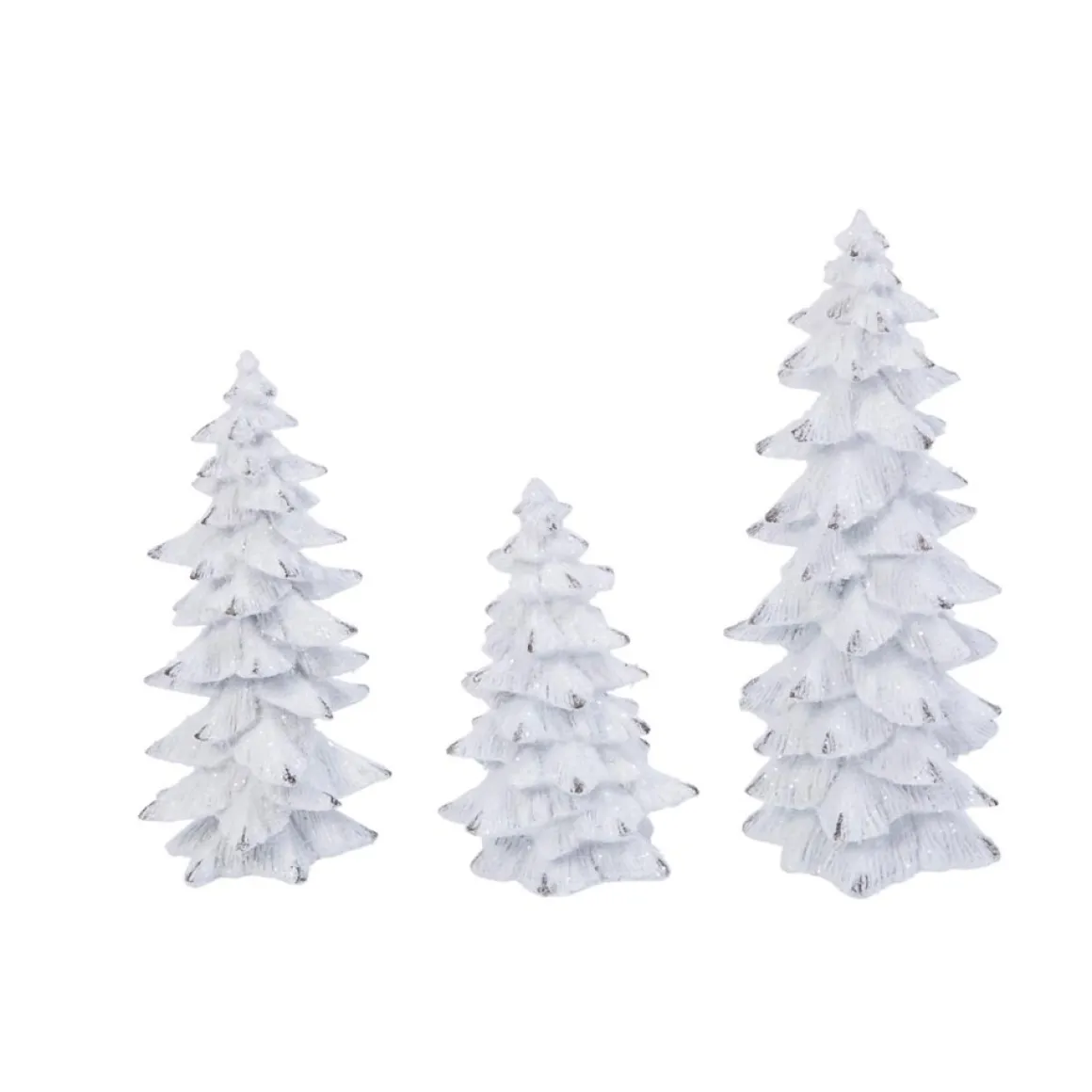 The Gerson Company Set Of 3 Resin White Glitter Winter Trees
