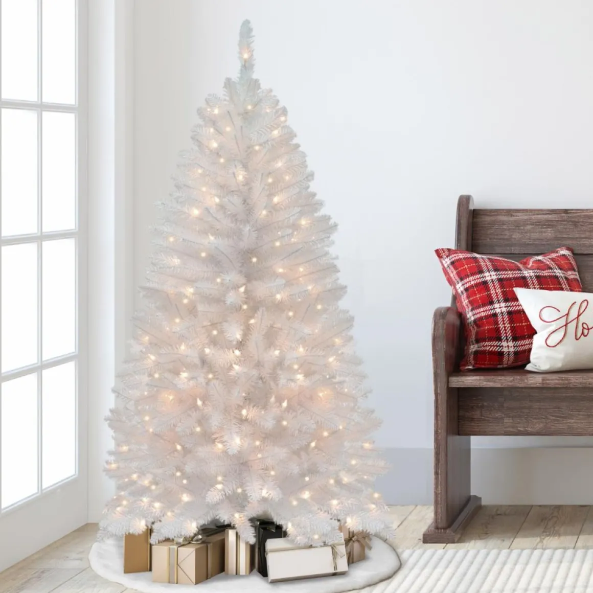 White Franklin Fir 4-1/2' Artificial Christmas Tree With Clear Lights