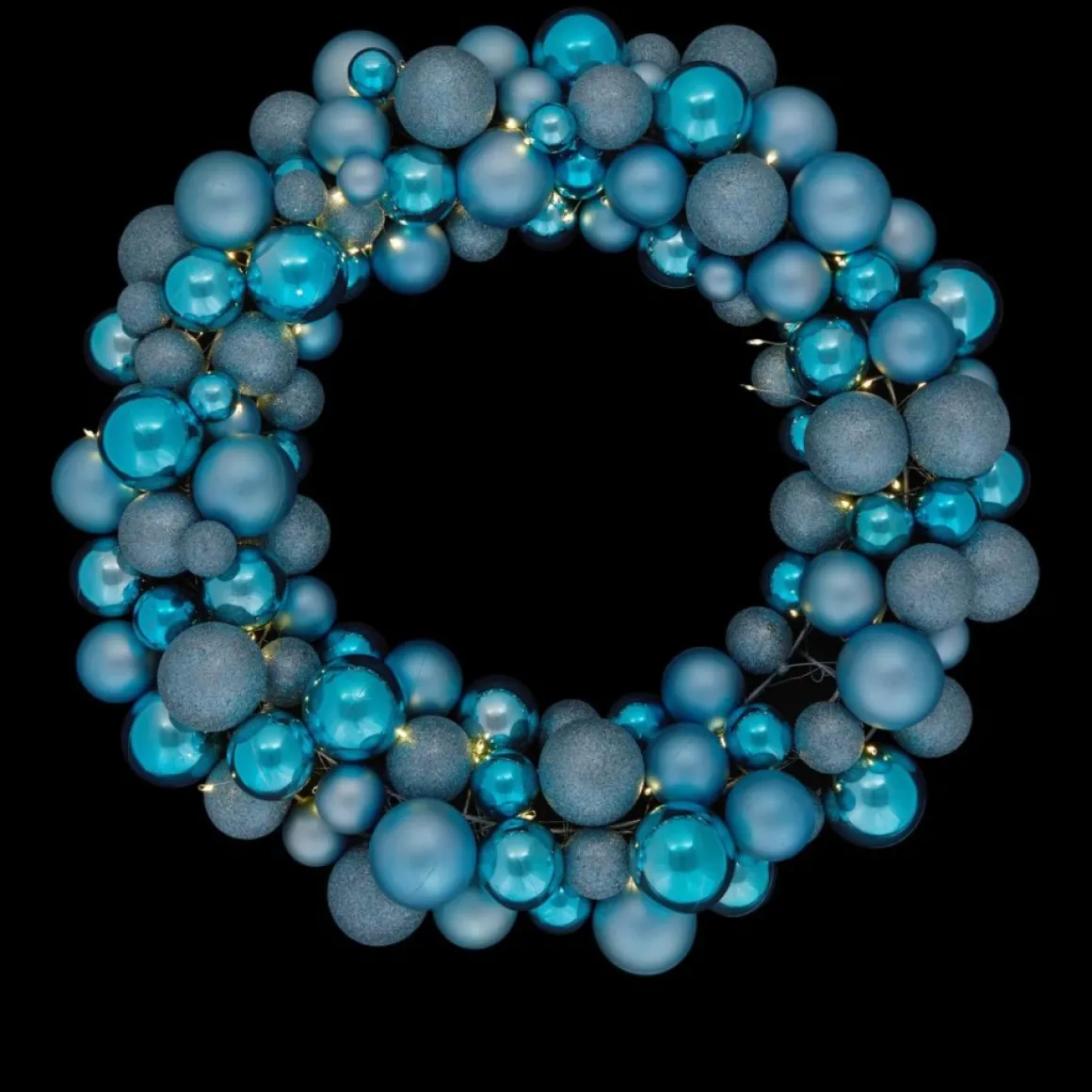 Winter Lane 24" Lighted 60-Led Ornament Wreath With 6-Hour Timer