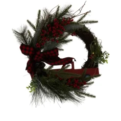 Winter Lane Lit Red Truck Ribbon Wreath