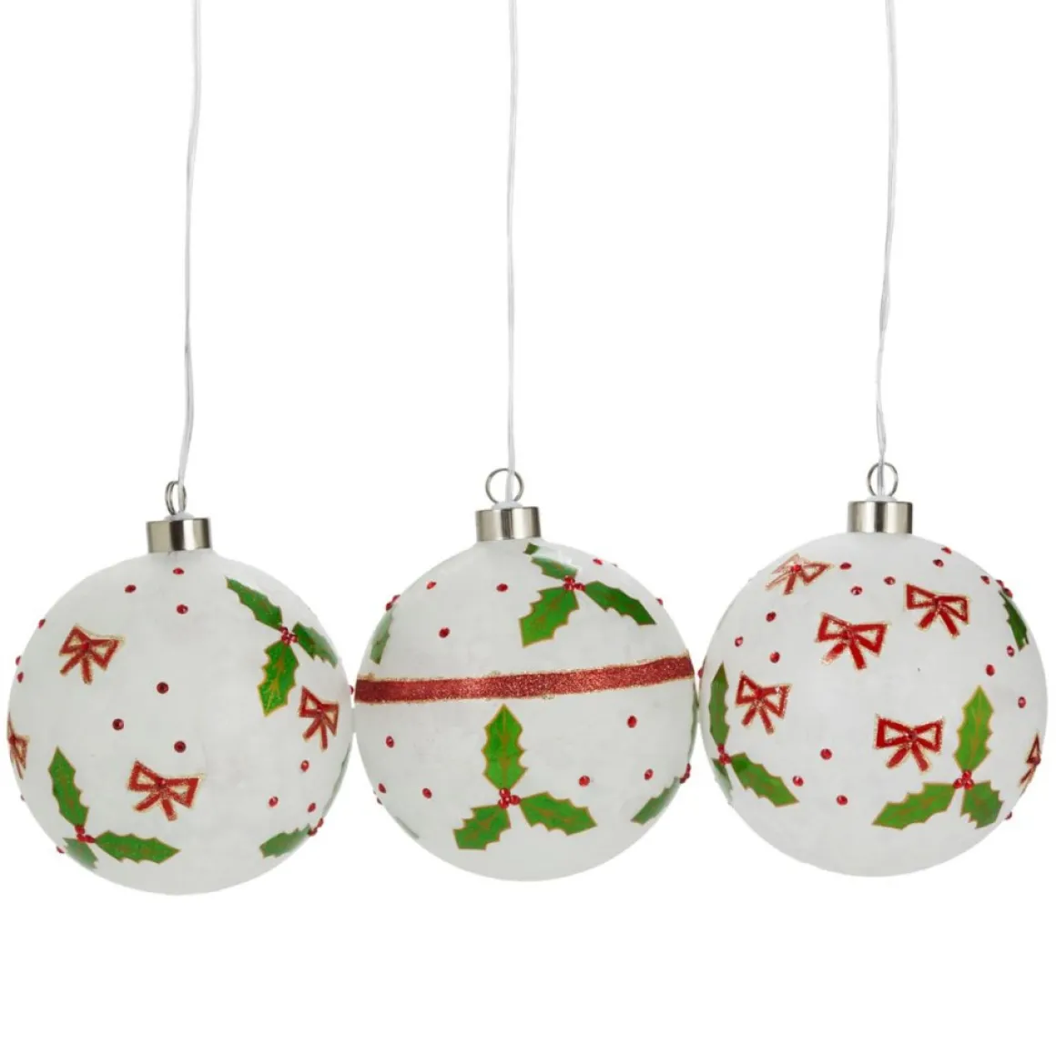 Winter Lane Oversized Led Ornaments With Timer - Set Of 3