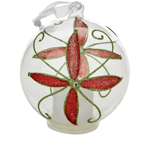 Winter Lane Set Of 3 Glass Ornaments With Flameless Votive
