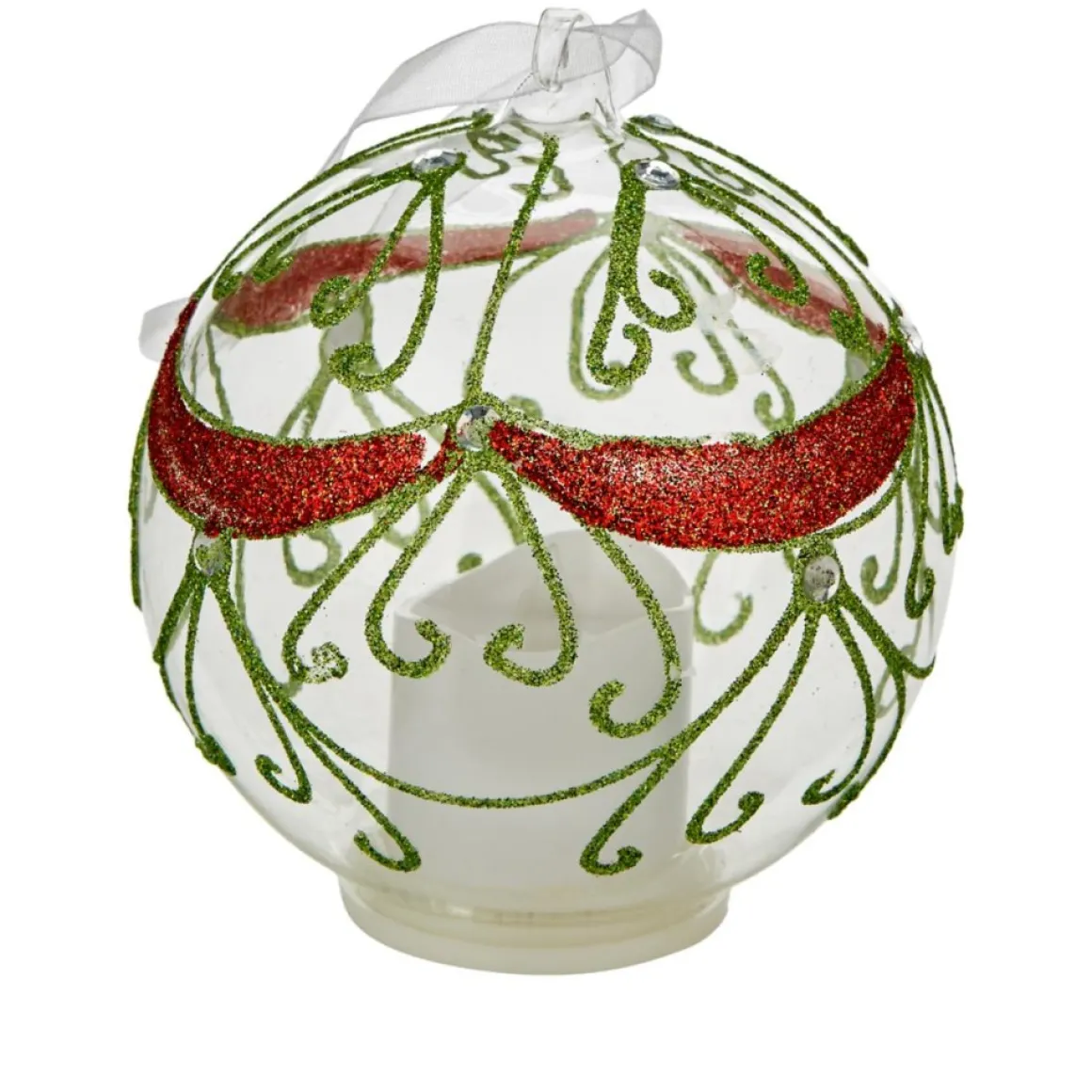 Winter Lane Set Of 3 Glass Ornaments With Flameless Votive
