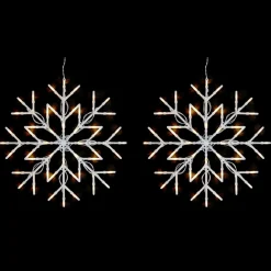 Winter Lane Set Of 2 Twinkle Snowflakes With 6-Hour Timer